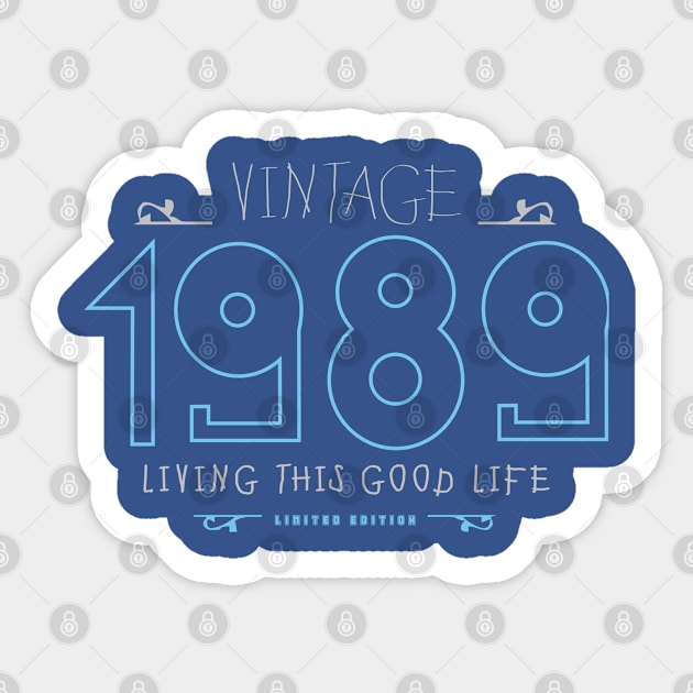 31st Birthday T-Shirt - Vintage 1989 Sticker by Reshartinc